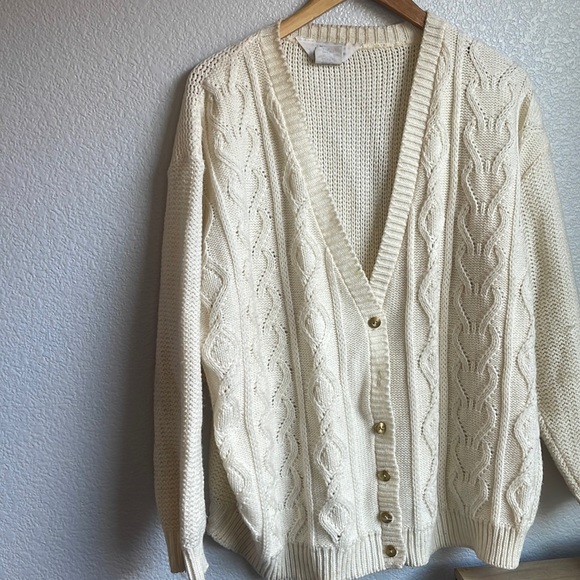 Sweaters | Cream Blair Boutique Cardigan With Gold Buttons | Poshmark